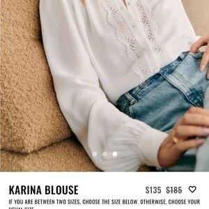 Sezane White Lace Trim Blouse